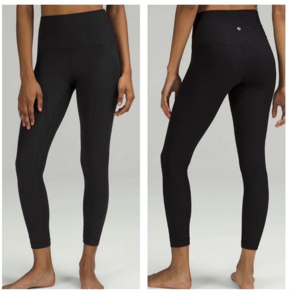 Lululemon Womens Align Ribbed High-Rise Pant 25" Size 12 Black Legging Yoga Gym